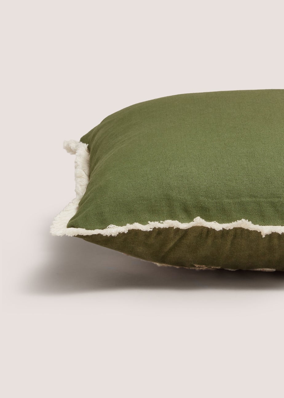 Green Floral Embellished Cushion