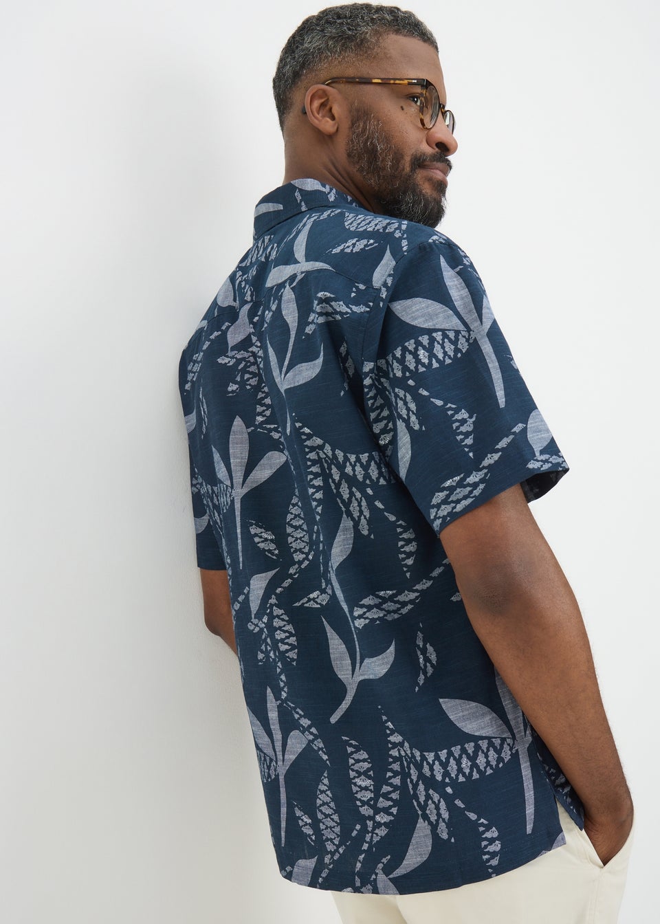 Lincoln Navy Chambray Print Shirt