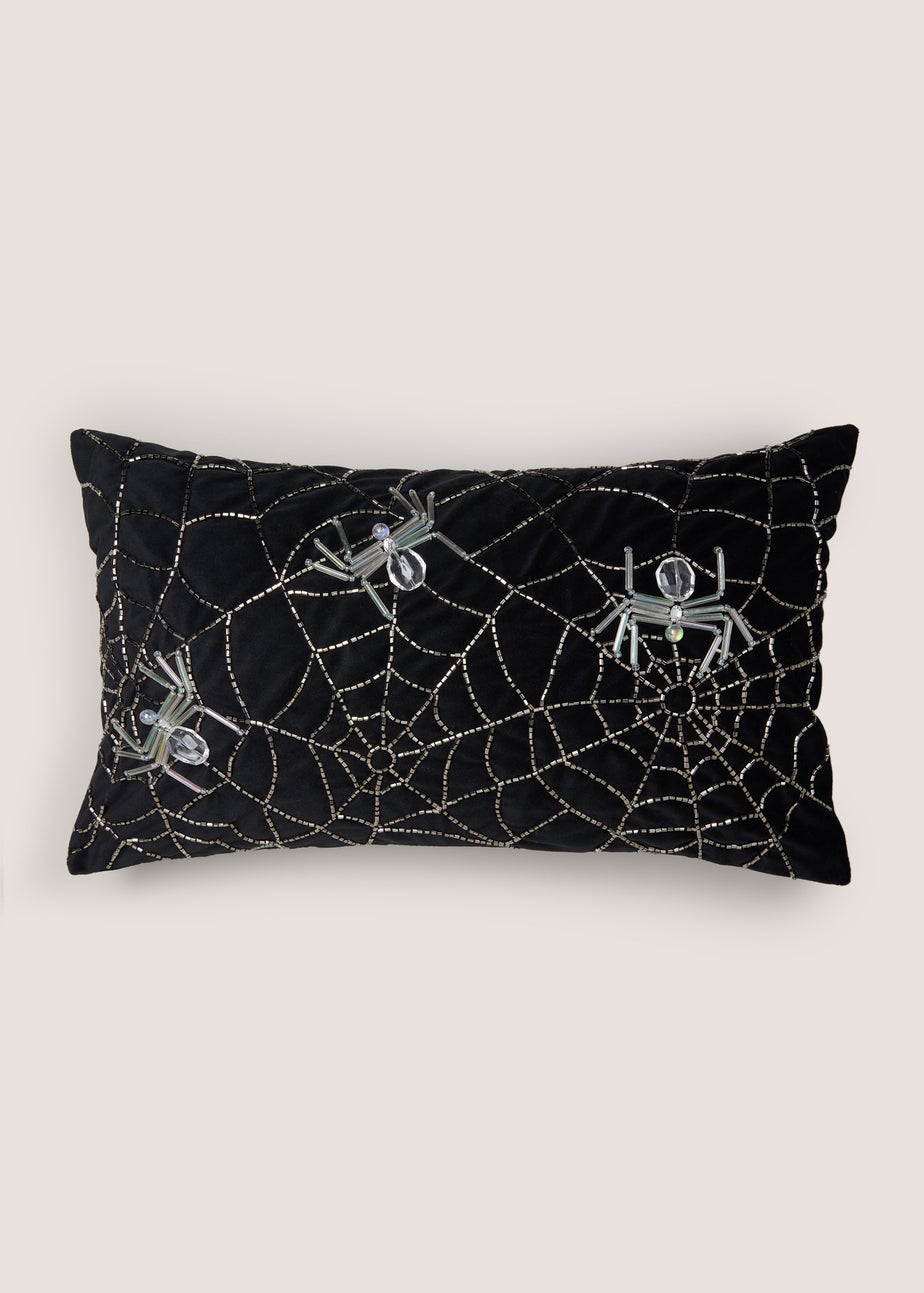 Black Web Embellished Cushion