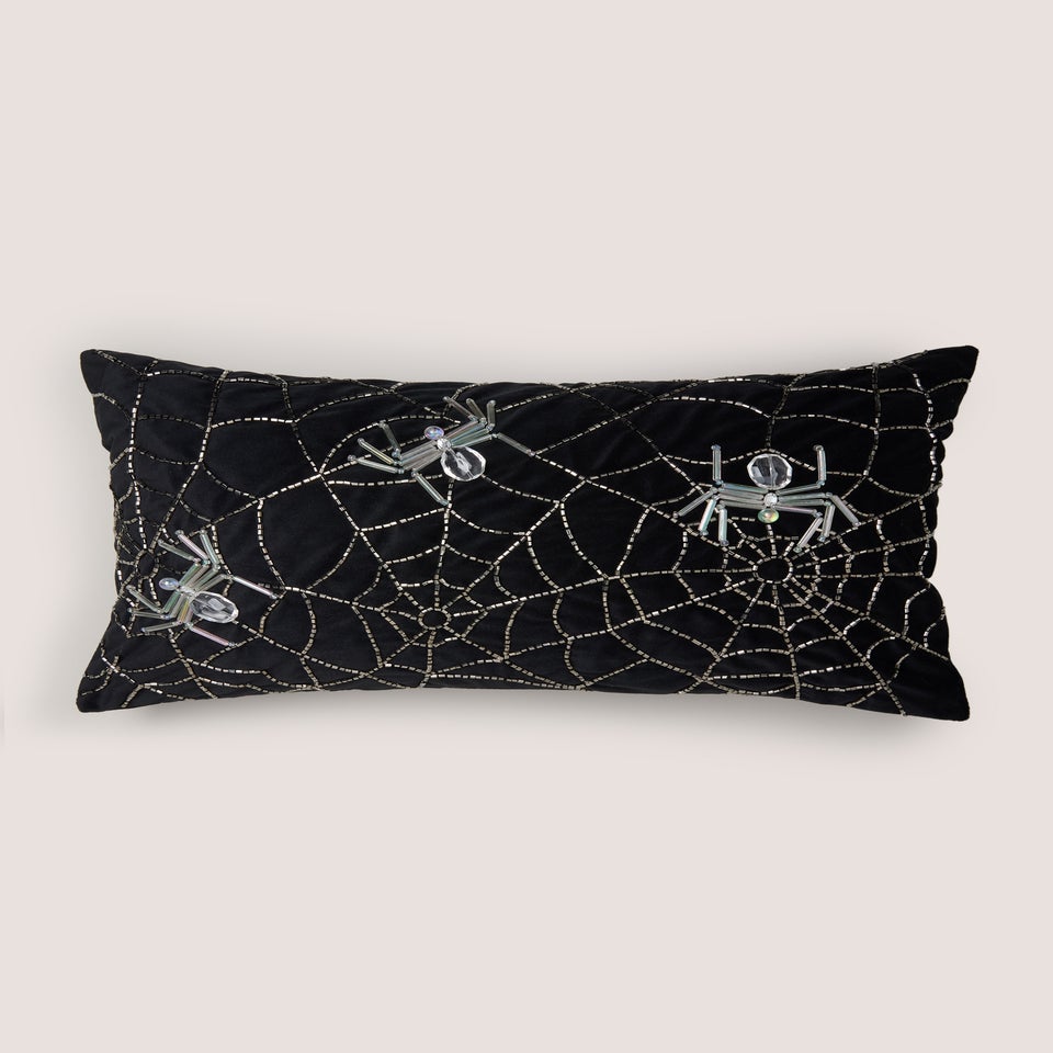 Black Web Embellished Cushion