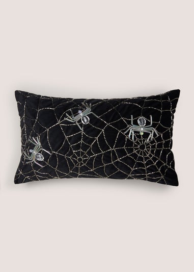 Black Web Embellished Cushion