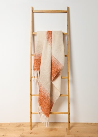 Orange Ombre Faux Mohair Throw