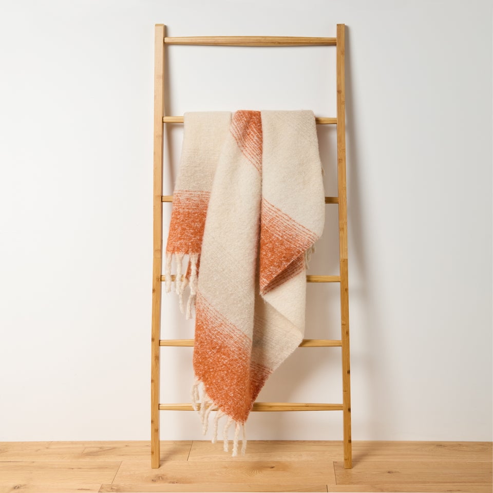 Orange Ombre Faux Mohair Throw