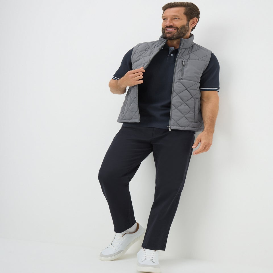 Lincoln Navy Herringbone Textured Polo