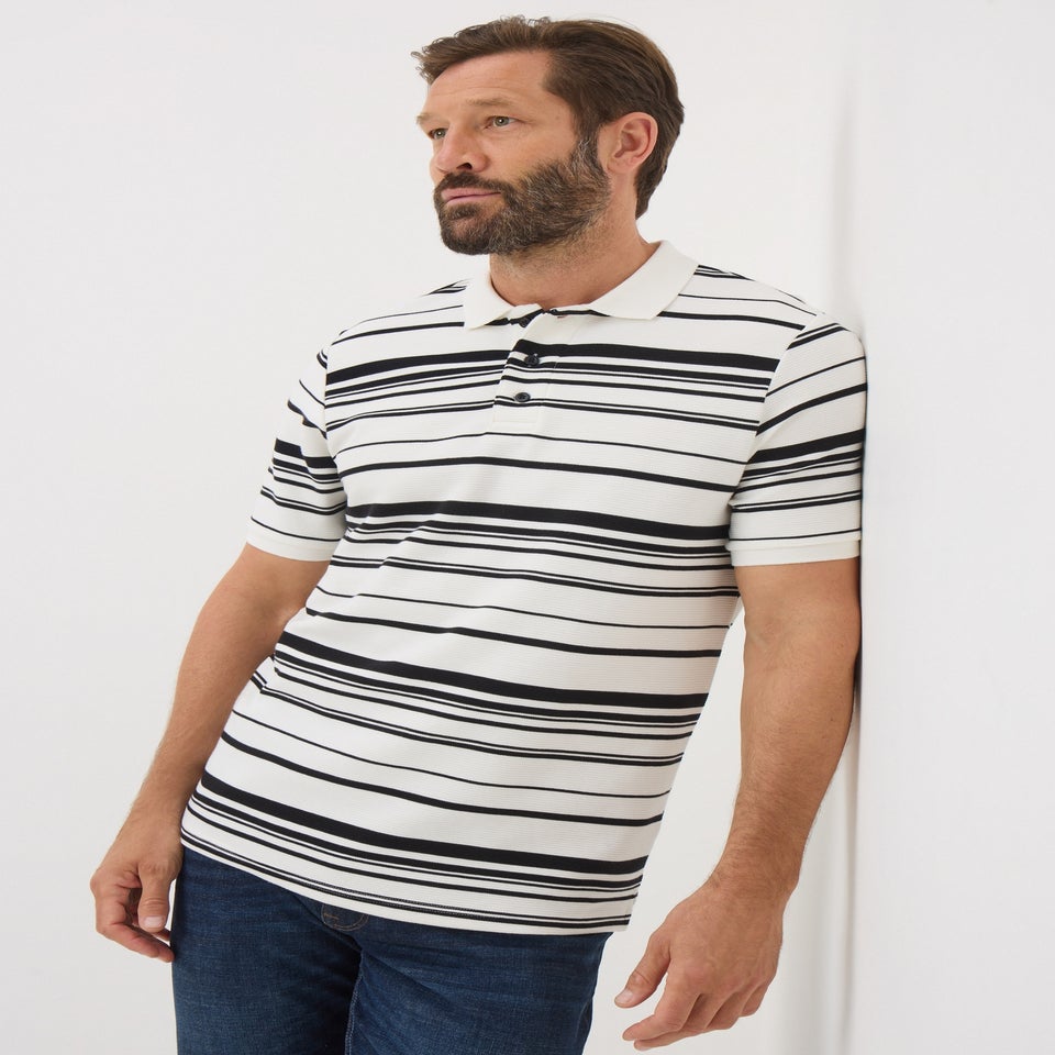 Lincoln Black Smart Stripe Polo Shirt