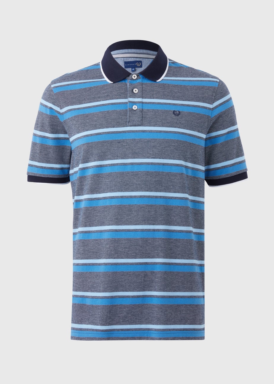 Lincoln Blue Jacquard Stripe Polo Shirt