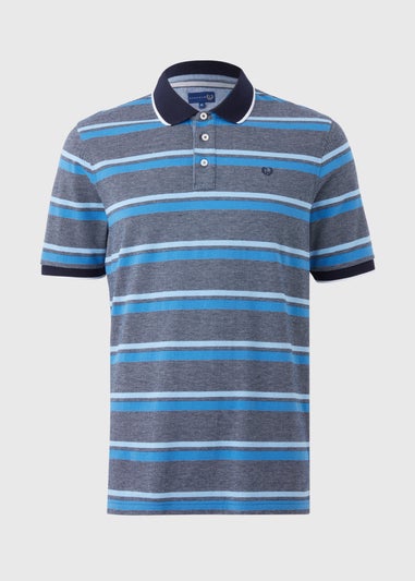 Lincoln Blue Jacquard Stripe Polo Shirt