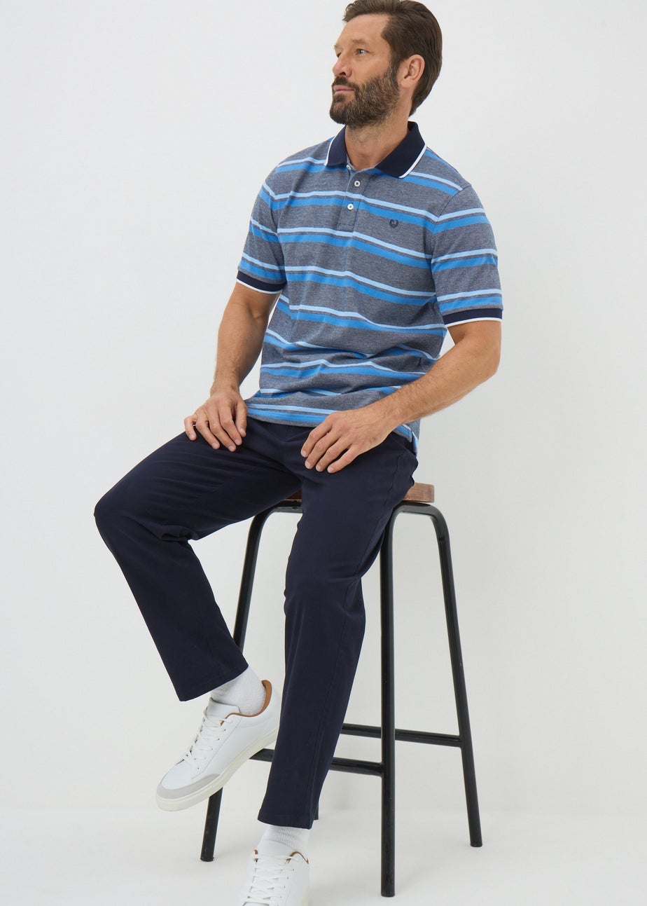 Lincoln Blue Jacquard Stripe Polo Shirt