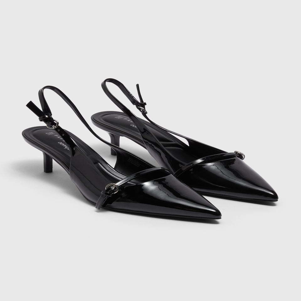 Et Vous Black Point Slingback Heels