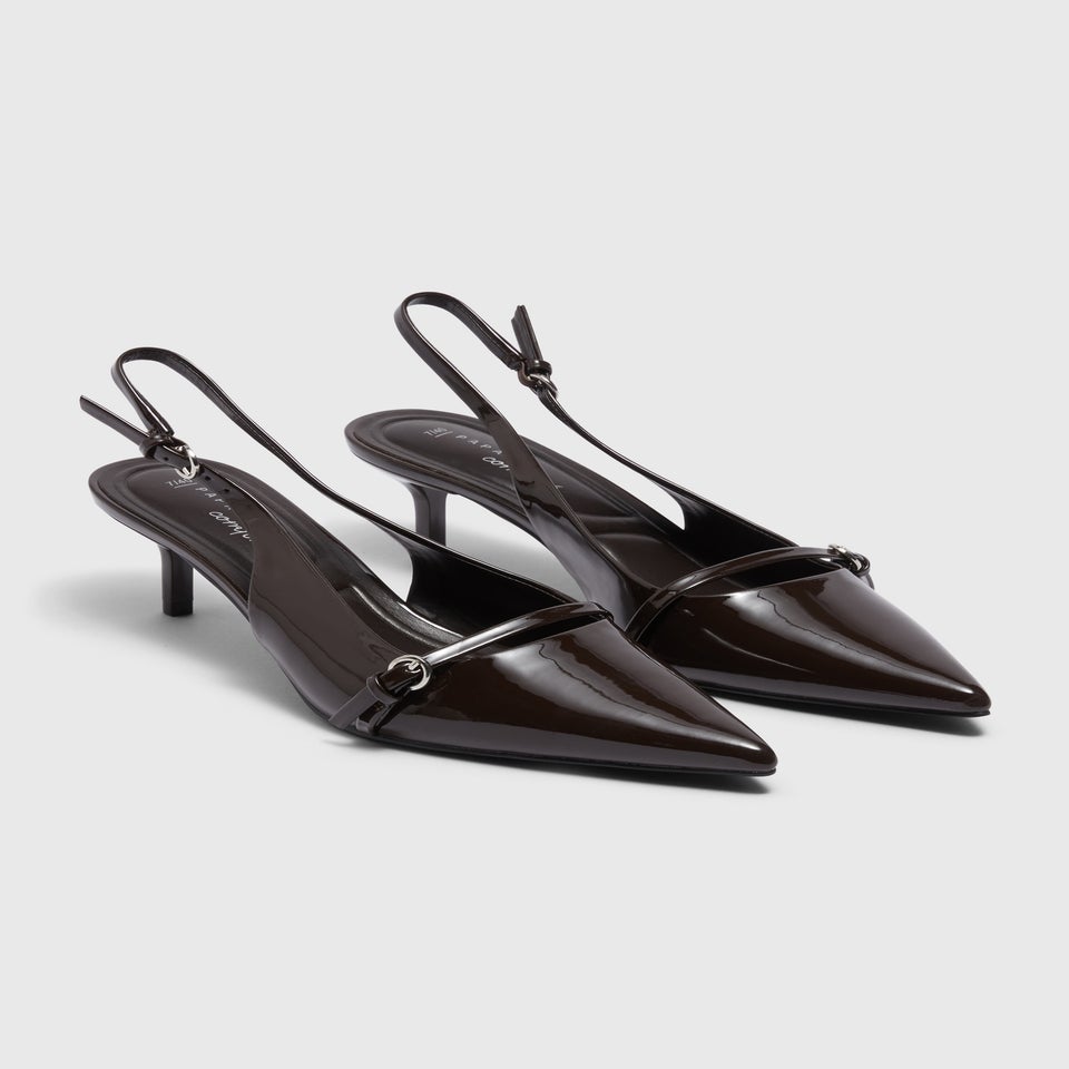 Et Vous Chocolate Brown Point Slingback Heels