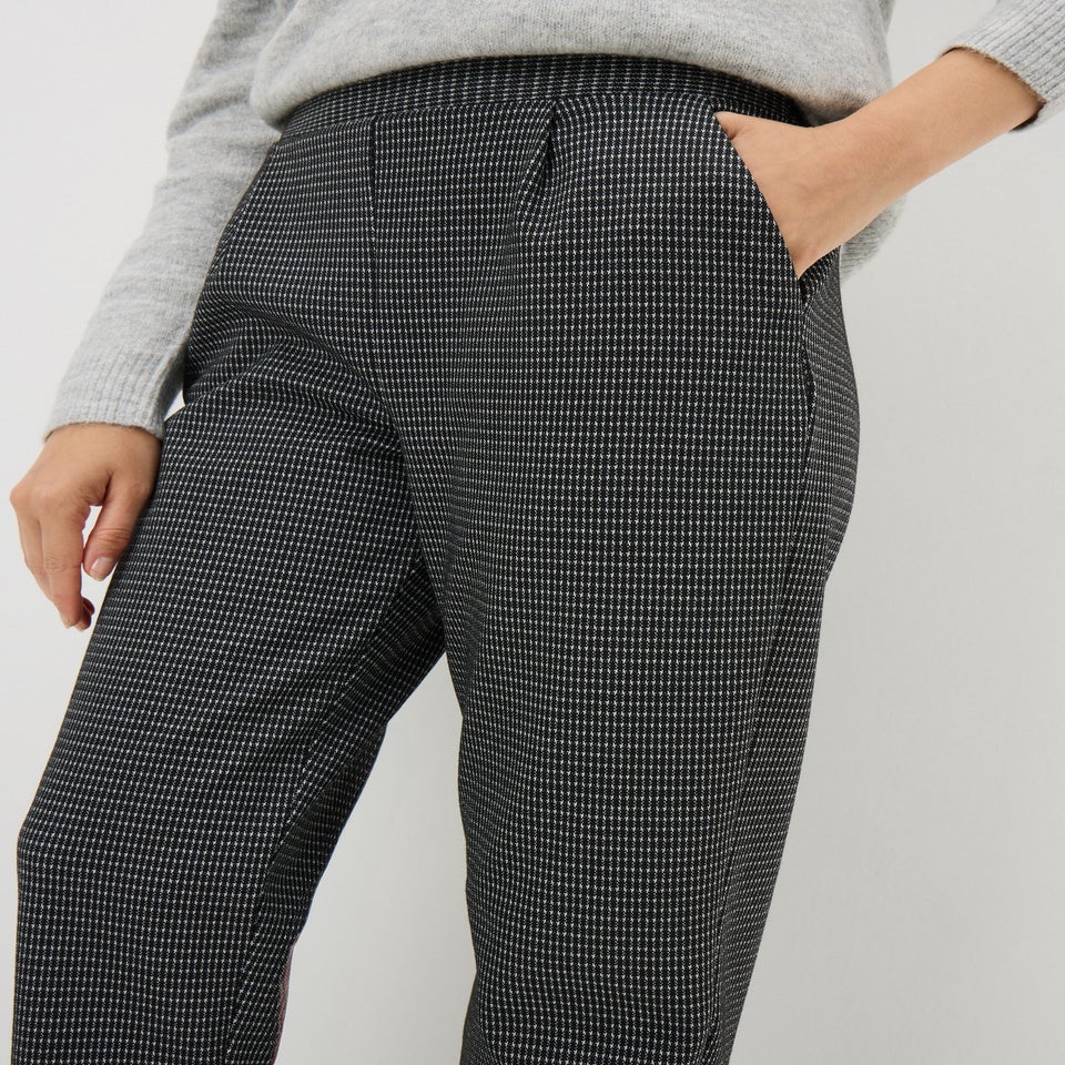 Black Check Ponte Trousers