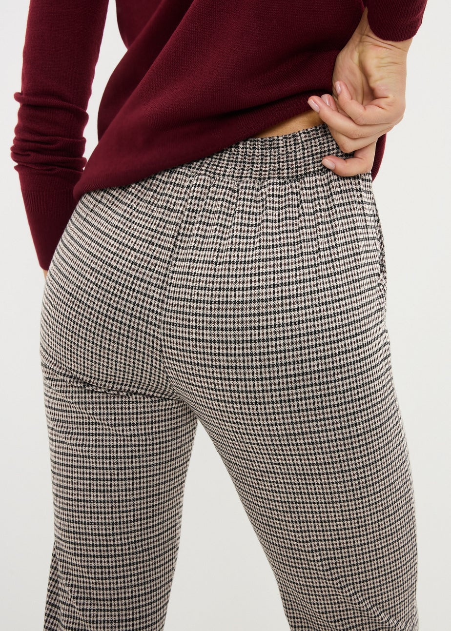 Brown Check Ponte Skinny Trousers