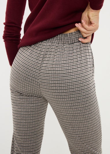 Brown Check Ponte Skinny Trousers