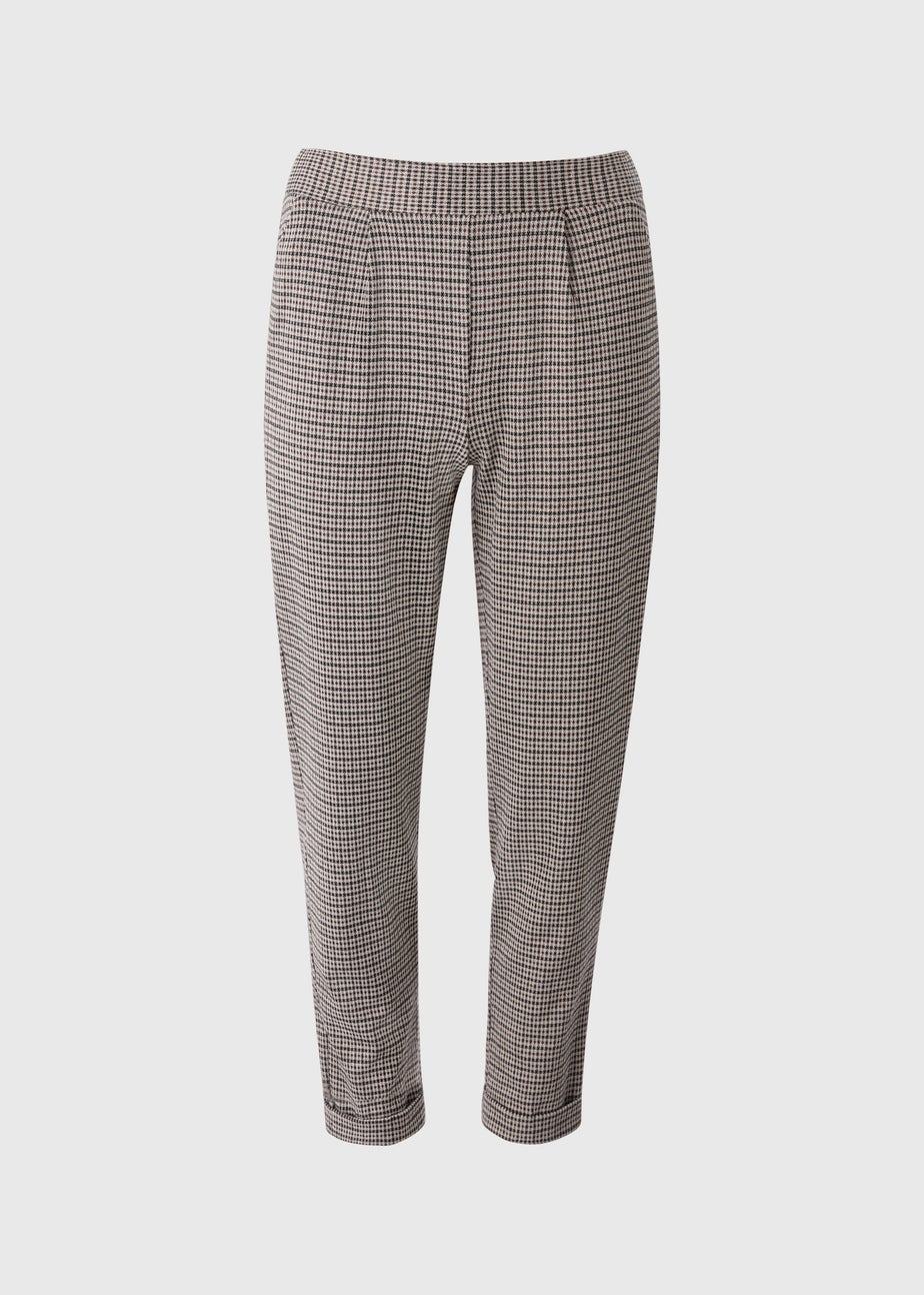 Brown Check Ponte Skinny Trousers