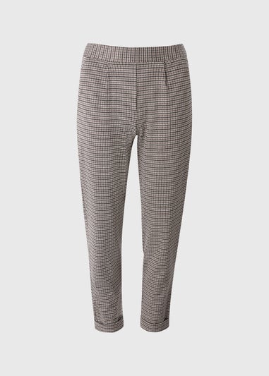 Brown Check Ponte Skinny Trousers