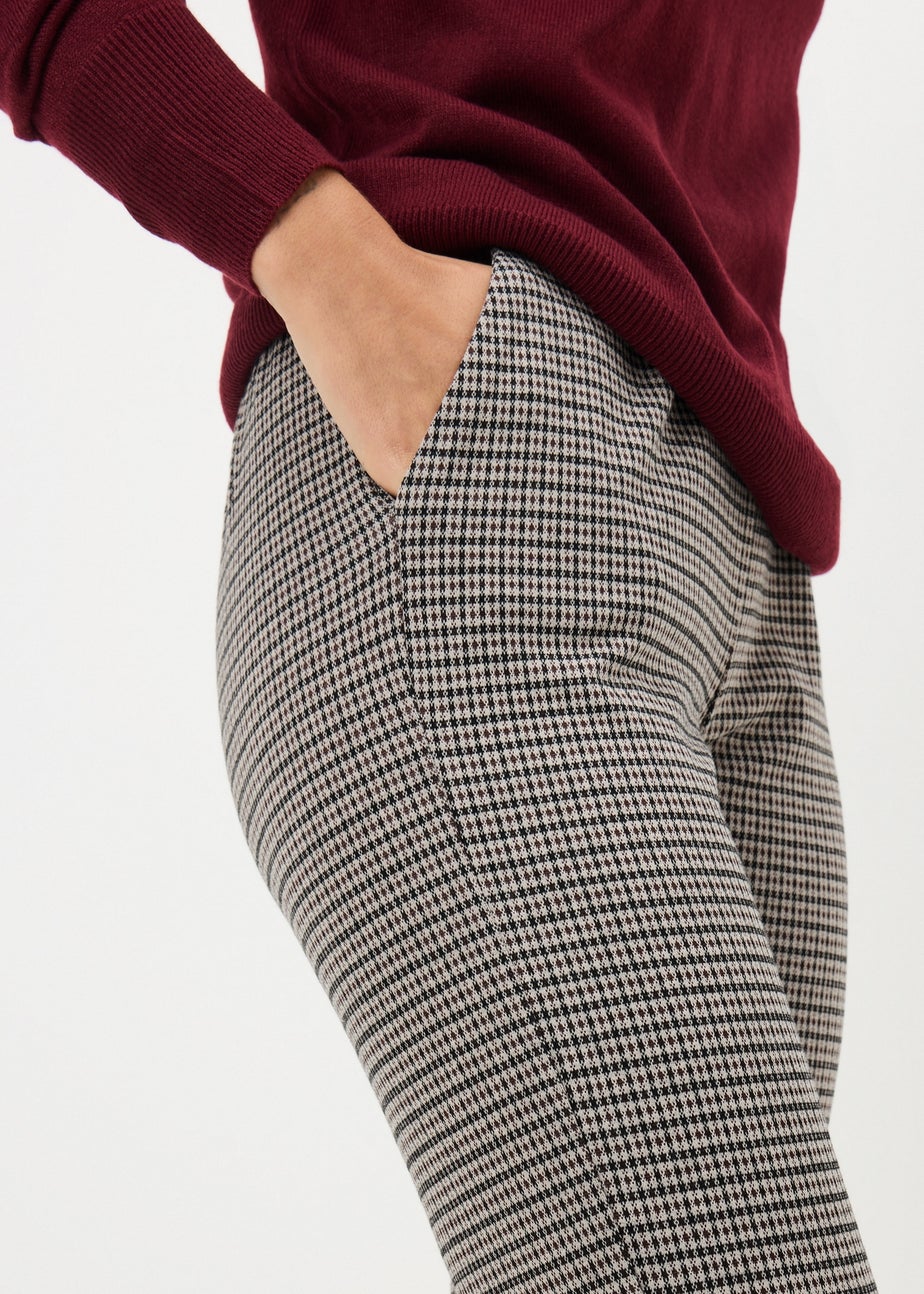 Brown Check Ponte Skinny Trousers