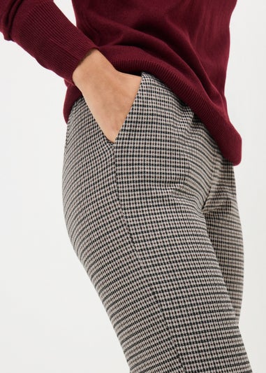 Brown Check Ponte Skinny Trousers