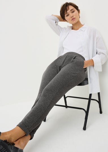 Grey Ponte Tapered Trousers