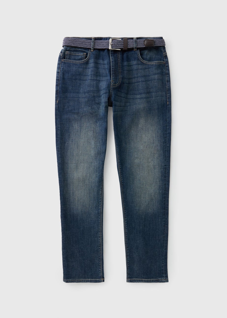 Lincoln Darkwash Denim Belted Jeans