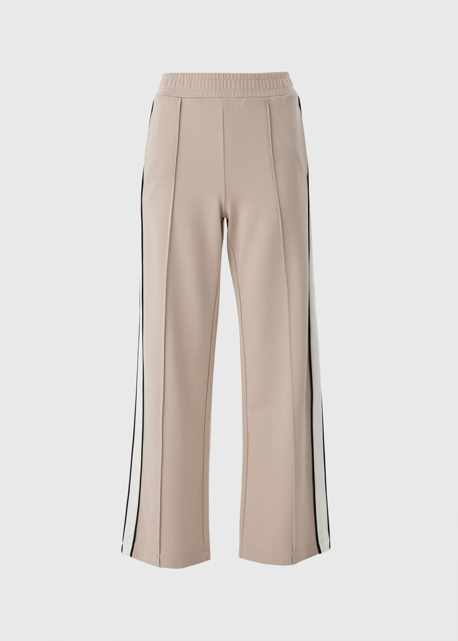Taupe Side Stripe Wide Leg Trousers