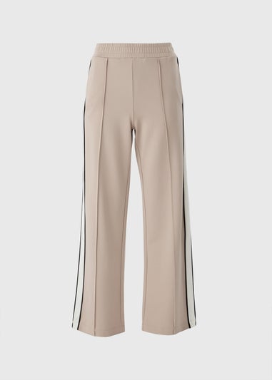 Taupe Side Stripe Wide Leg Trousers