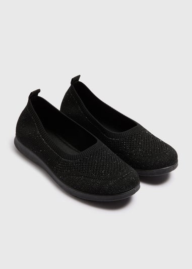 Soleflex lBlack Knitted Ballet Shoes