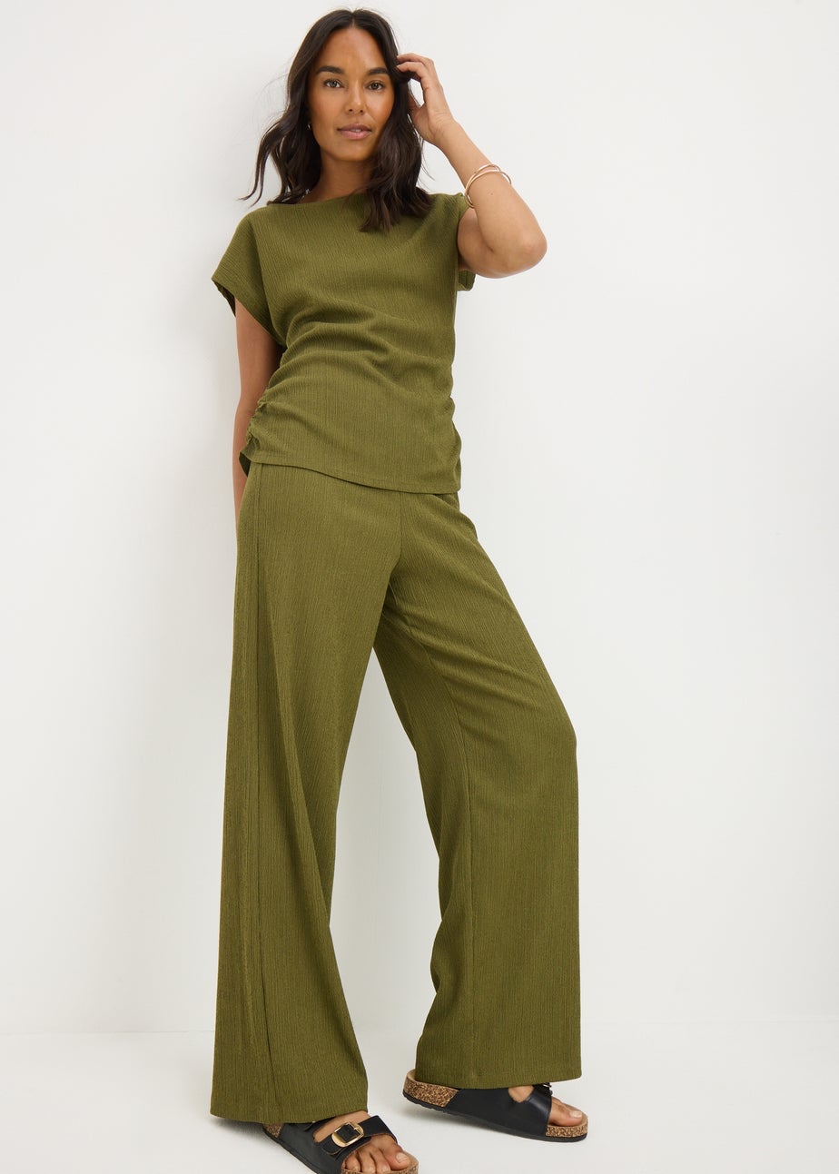 Olive Green Wide Leg Trousers