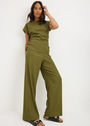 Olive Green Wide Leg Trousers