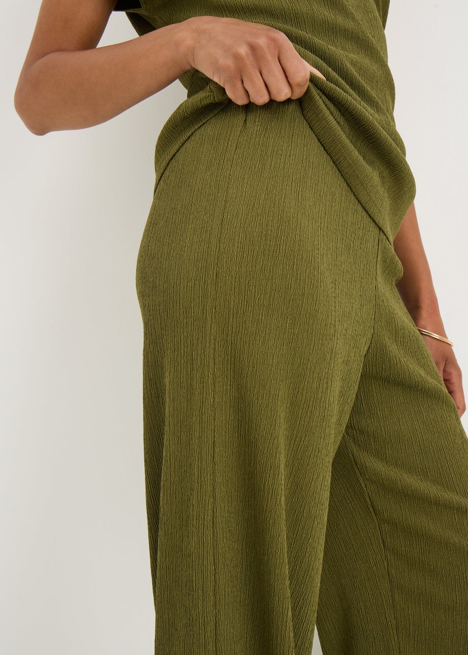 Olive Green Wide Leg Trousers