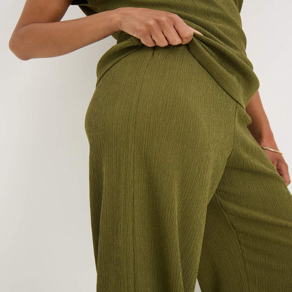 Olive Green Wide Leg Trousers