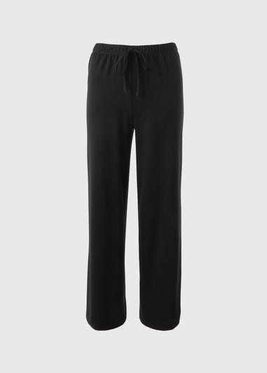 Black Ponte Wide Leg Cropped Trousers