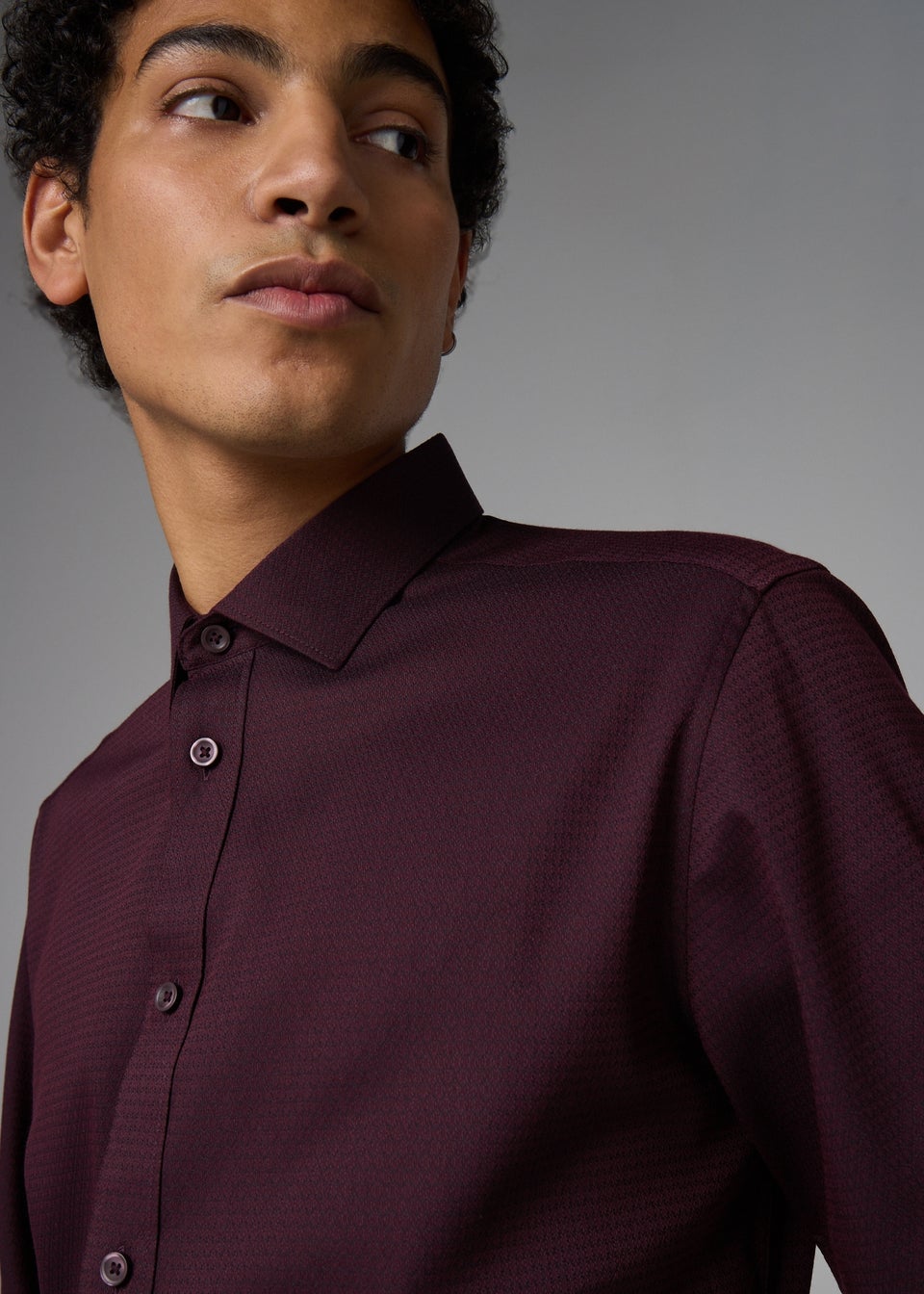 Taylor & Wright Burgundy Textured Geometric Shirt