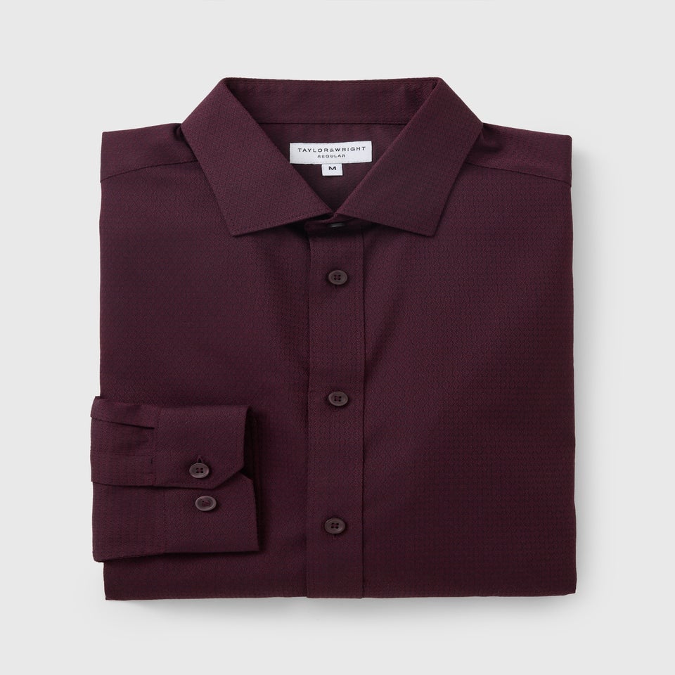 Taylor & Wright Burgundy Textured Geometric Shirt
