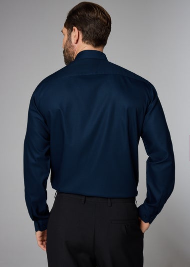 Taylor & Wright Navy Long Sleeve Textured Geometric Shirt