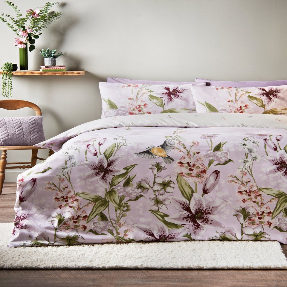Lilac Floral Trailing Duvet Set