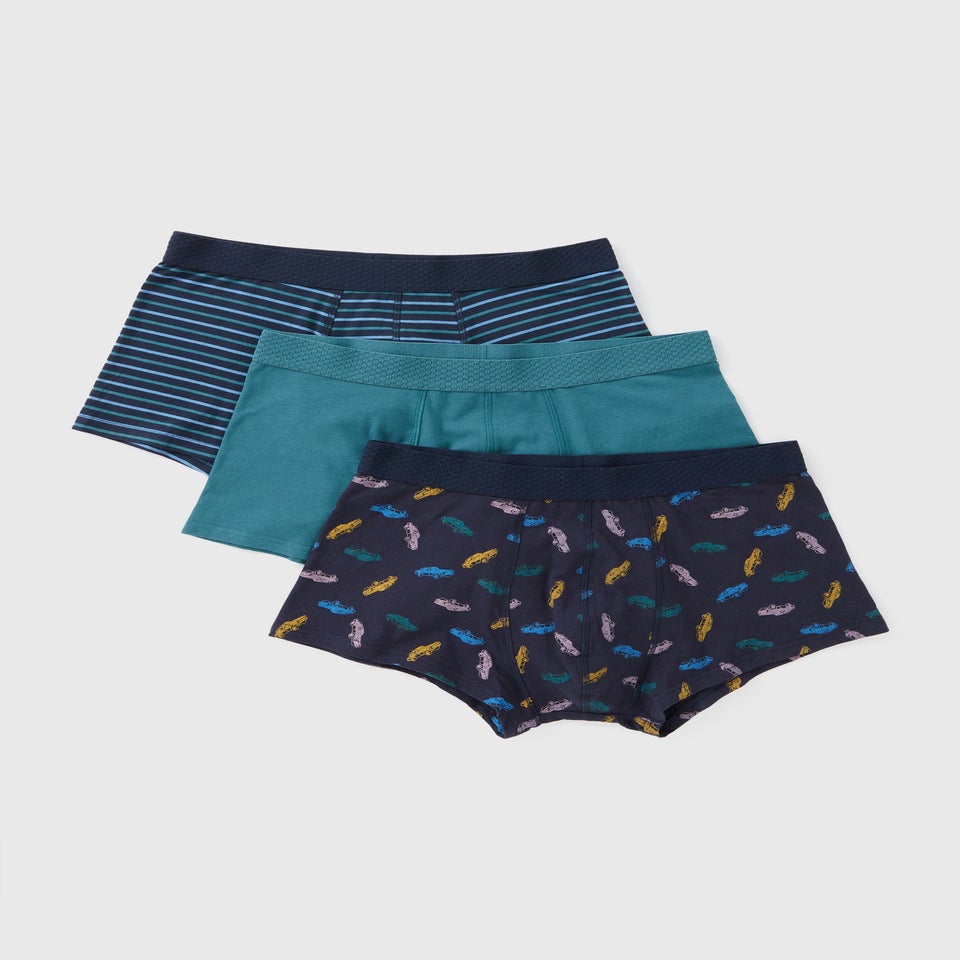 3 Pack Blue Car Stripe Hipsters