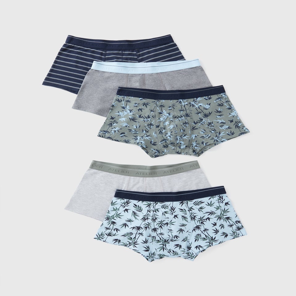 5 Pack Blue Palm Leaf Hipsters