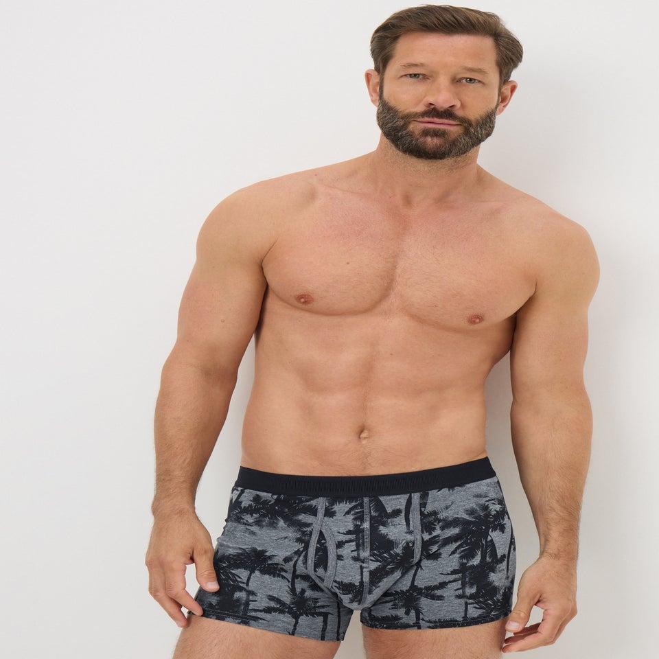 3 Pack Black Palm Stripe Keyhole Boxers