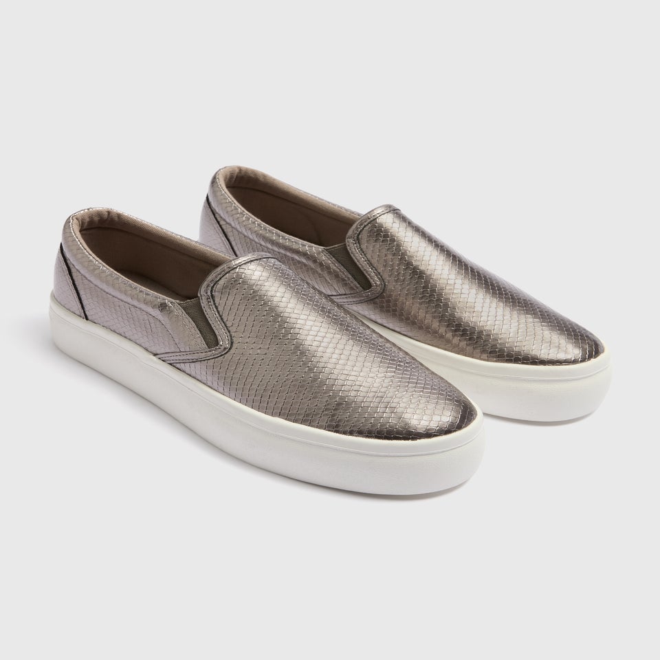 Silver Platform Slip On Shoes