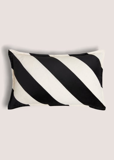 Black & White Diagonal Stripe Cushion