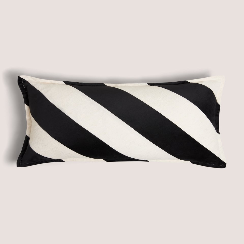 Black & White Diagonal Stripe Cushion