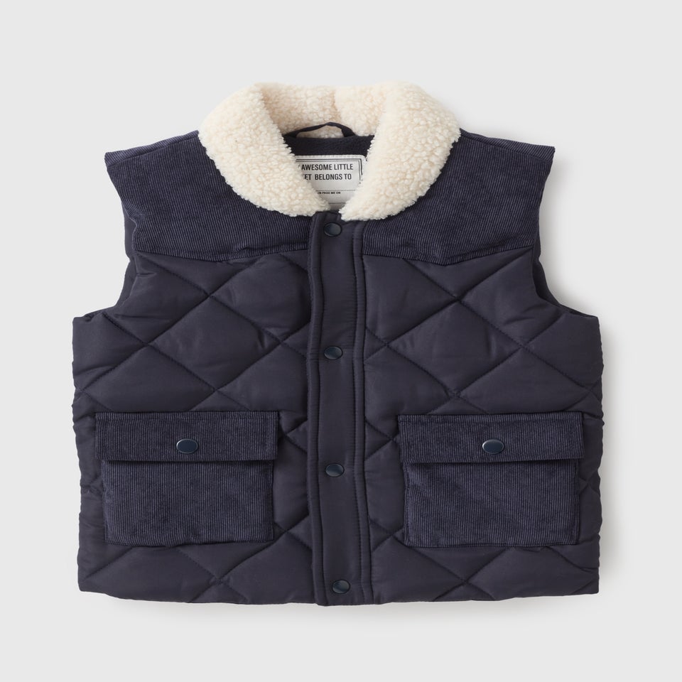 Boys Navy Smart Padded Gilet (1-7yrs)