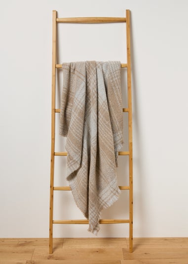 Natural Check Faux Mohair Throw