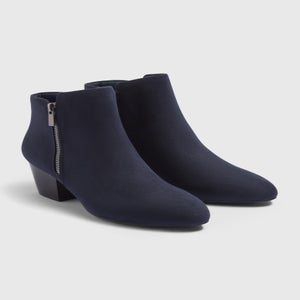 Navy Suede Zip Boots