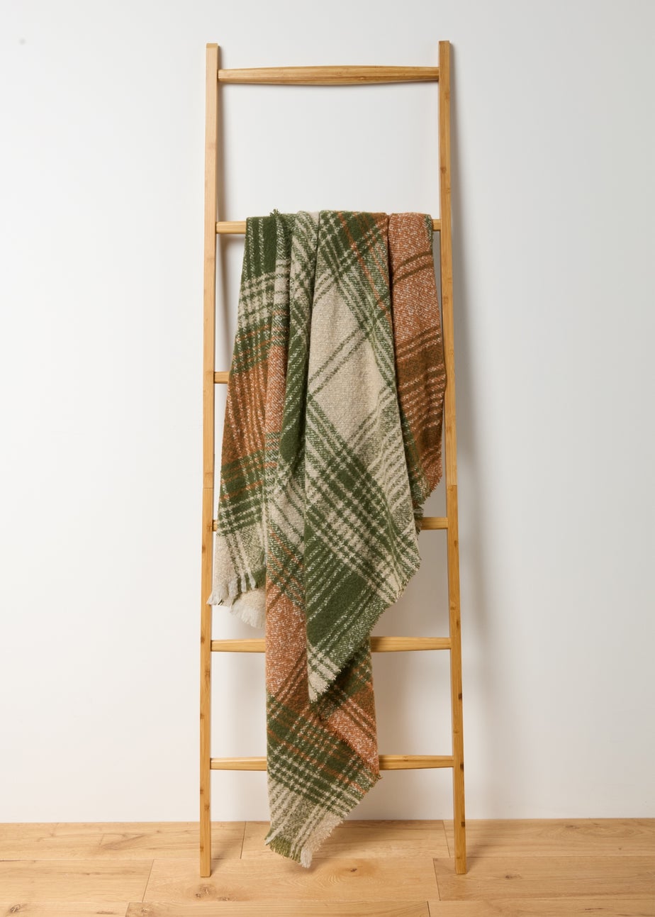 Green Check Faux Mohair Throw