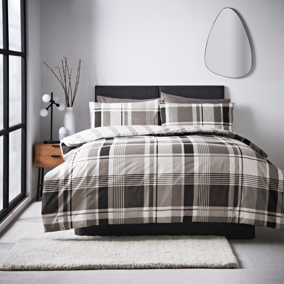 Grey Check Duvet Set