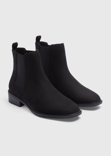 Black Faux Suede Chelsea Boots