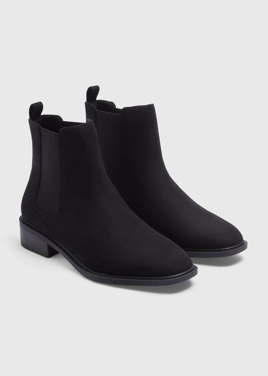 Black Faux Suede Chelsea Boots