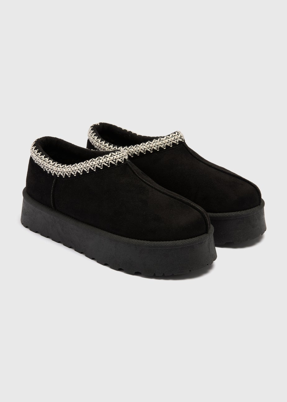 Black Snug Trim Mules