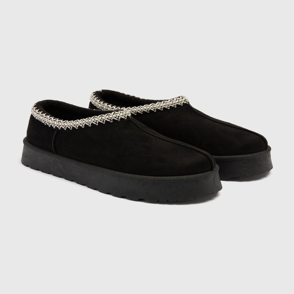 Black Snug Trim Mules